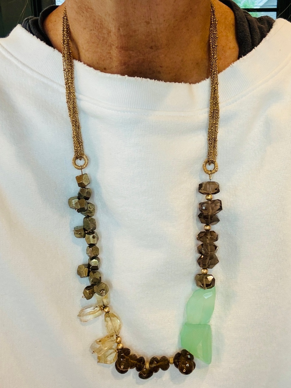 Large Necklace with Natural Semi-Precious Stones